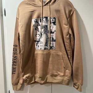 Taylor Swift Beige Graphic Pullover Hoodie small black spot on hood string